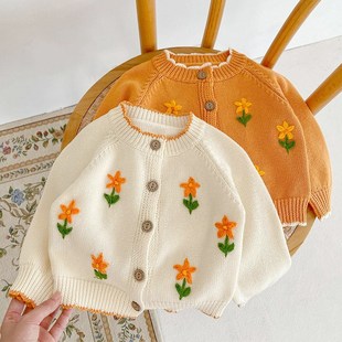 女童春秋季小外套婴幼儿婴儿长袖毛衣外出服宝宝针织衫开衫春款