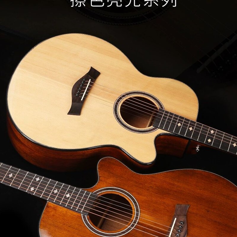 40寸单板吉他guitar亮光复古色吉他41寸民谣木吉他jita面单