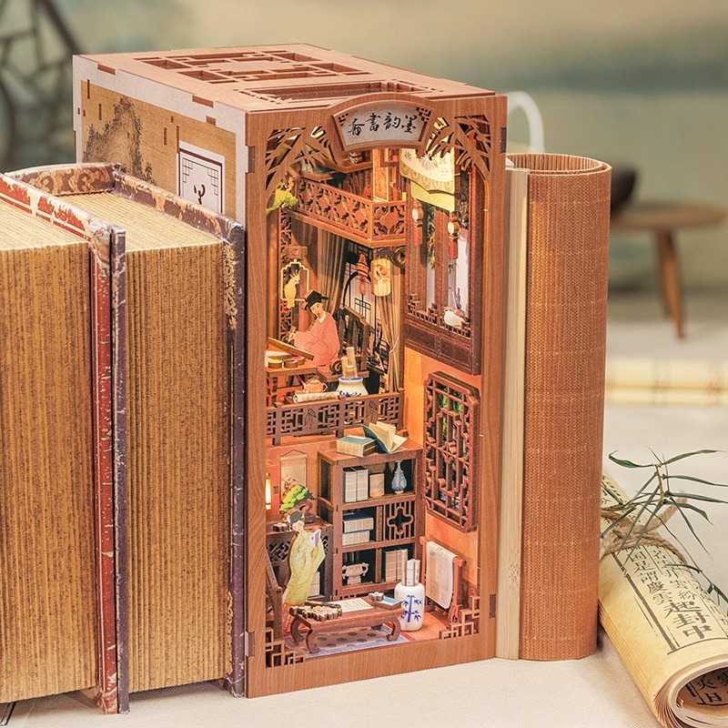 文创礼品手工立体书墨韵书斋古风书立拼装桌面摆件毕业礼送男女生