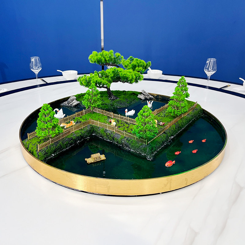 酒店圆桌中间摆件餐厅餐桌中间摆花新中式创意景观桌花装饰品盘景,鲜花速递/花卉仿真/绿植园艺,仿真绿植,淘宝优惠券,粉丝福利购,淘宝优惠卷