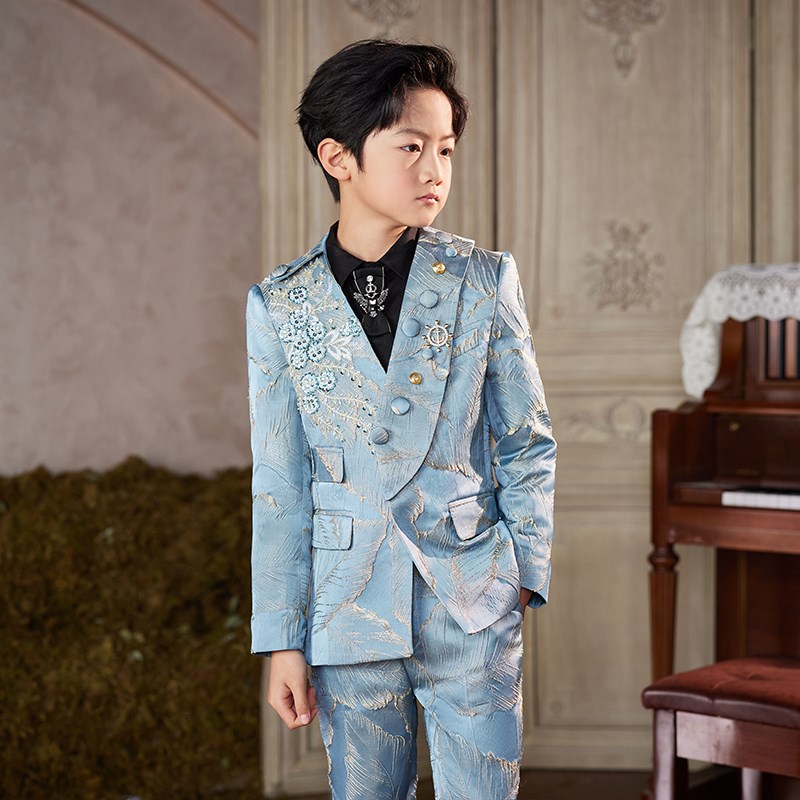 儿童西装男童模特英伦走秀主持人花童生日礼服钢琴演出服春季新款