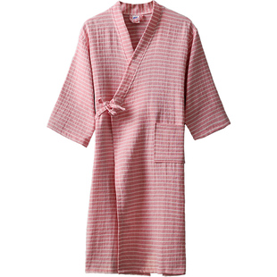 纯棉纱布美容院专用汗蒸服浴袍女和服睡袍男夏季 可穿浴巾睡衣浴衣