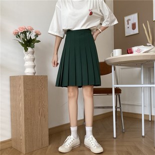显瘦百褶裙小众中长款 学生bm大码 胖mm胯大腿粗a字半身裙 新款 夏季