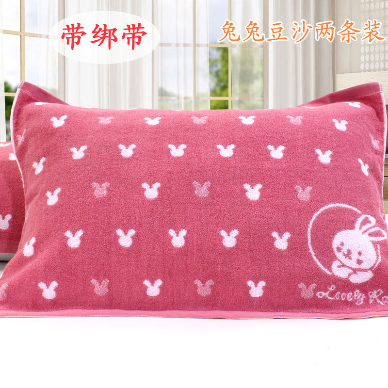 全棉枕巾带绑带防滑防脱落纯棉1对家用床上毛巾加厚加大单人柔软,床上用品,枕巾,淘宝优惠券,粉丝福利购,淘宝优惠卷