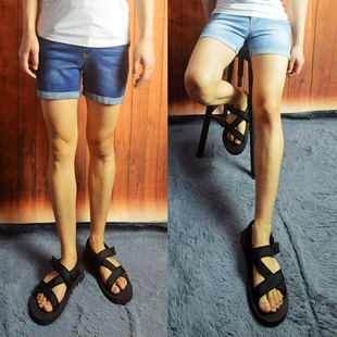 男士水洗磨白弹力卷边紧身三分牛仔超短裤裤脚翻边高腰牛仔女短裤