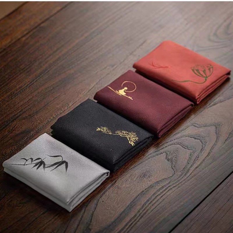 手绘古琴擦布 麂皮绒加厚擦布 加长加宽可水洗 清洁琴面琴弦