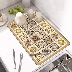 厨房沥水垫台面软硅藻泥吸水垫碗筷干燥垫洗手台杯垫地点家用浴室