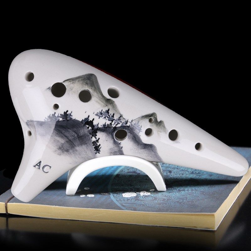 风雅陶笛 12孔陶笛 AC中音C调十二孔演奏陶笛 音准好带曲谱 水墨