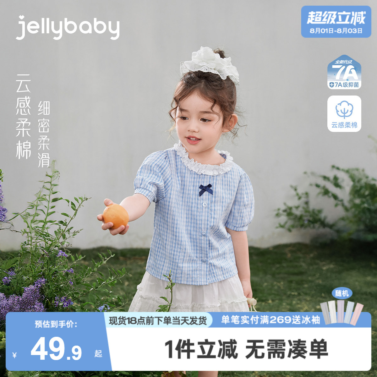 [学院风蓝色条夏季薄款开襟衬衫]