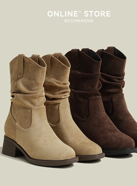 STXT马丁靴女2025秋季新款内增高8公分覆古美拉德厚底真皮短靴