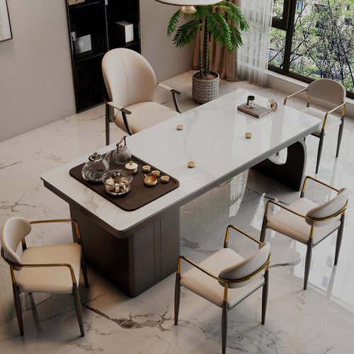 轻奢岩板茶桌椅组合现代简约办公室接待泡茶台家用阳台客厅小茶桌