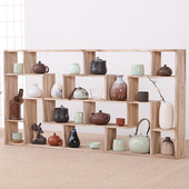 实木中式 多宝阁置物架墙上茶具架客厅展示架紫砂壶架 博古架壁挂式