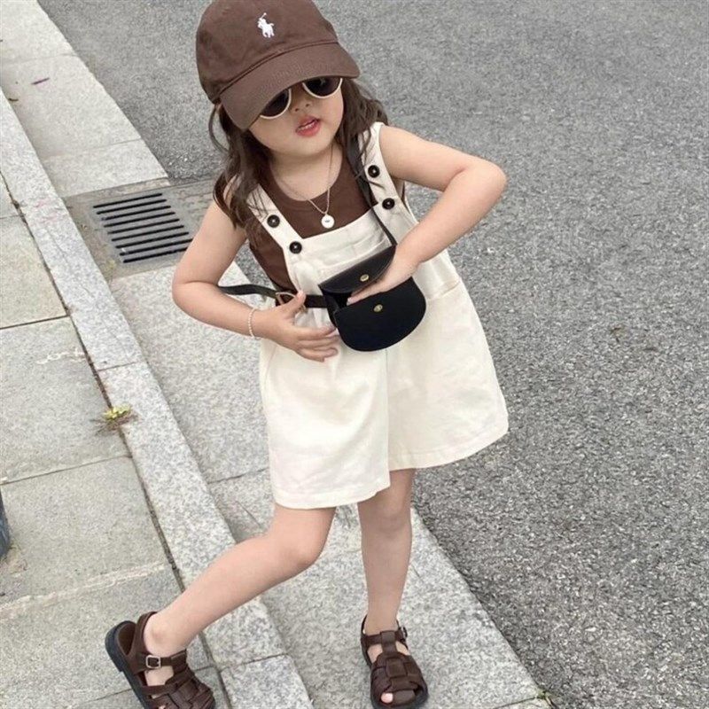 女童套装2023夏装新款女宝宝网红短袖短裤吊带背带裤两件套儿休闲,童装/婴儿装/亲子装,裤子,淘宝优惠券,粉丝福利购,淘宝优惠卷