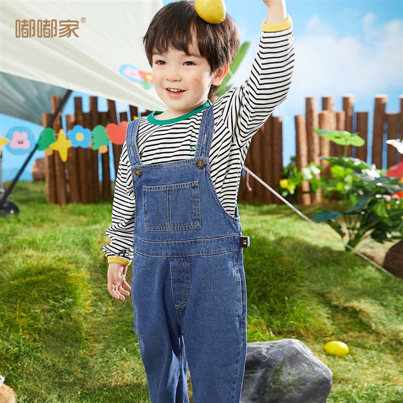 嘟嘟家婴儿牛仔背带裤男童裤子春季儿童牛仔裤宝宝2023新款春装潮