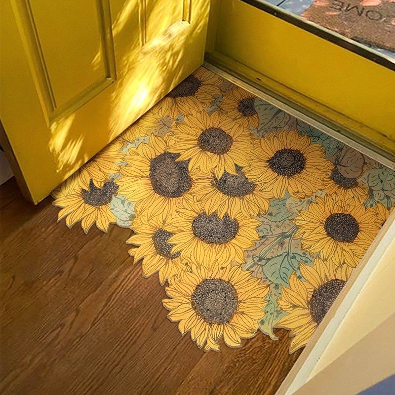 李知弥一拾一 向日葵入户门地垫pvc可裁剪脚垫进门门口皮革地毯