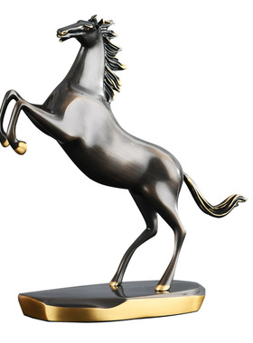 轻奢纯铜马到成功招财客厅书房酒柜摆件装饰品办公室桌面高端家居