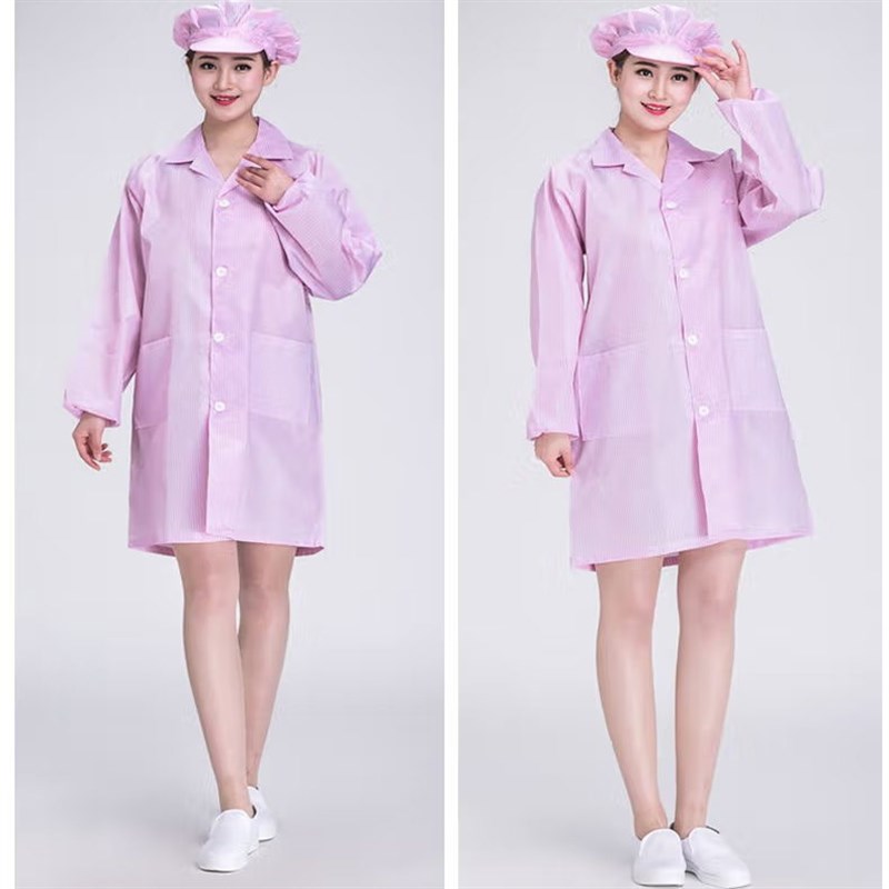 无尘大褂防静电服大褂p长款电子厂工作服蓝白色食品车间洁净防尘