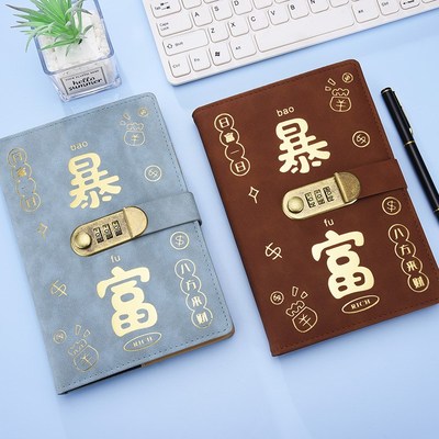 A5密码锁记账本家庭理财笔记本子明F细账每日流水账本现金日记本