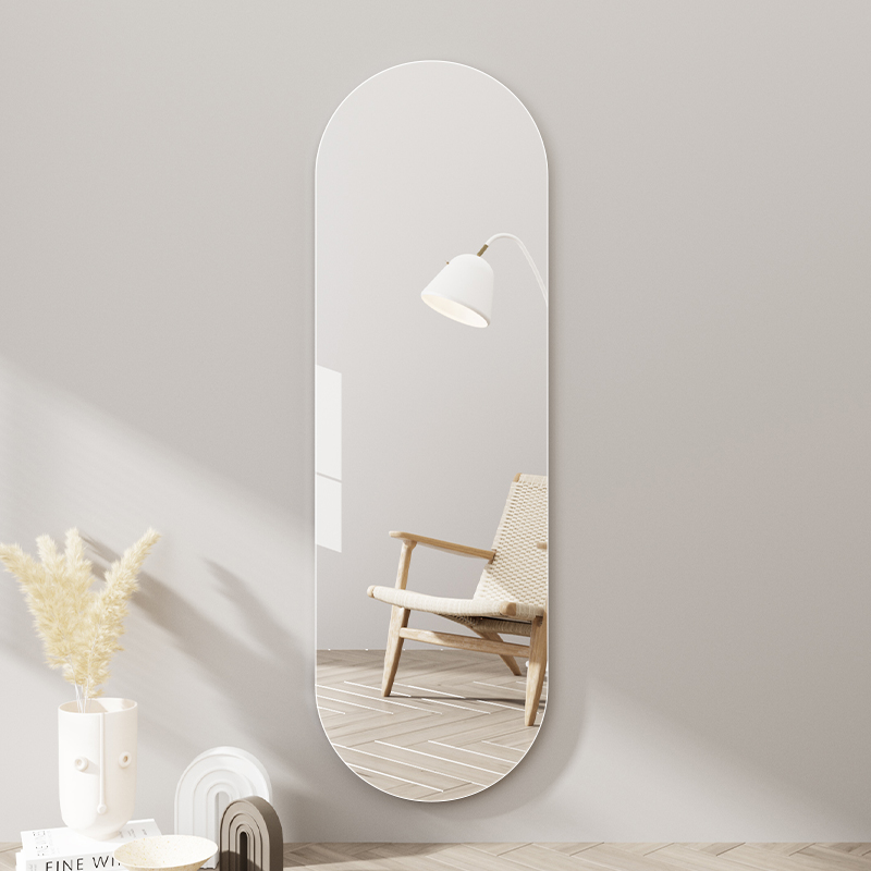 简约无框全身镜免打孔穿衣镜玄关壁挂式卧室家用试衣镜子贴墙自粘