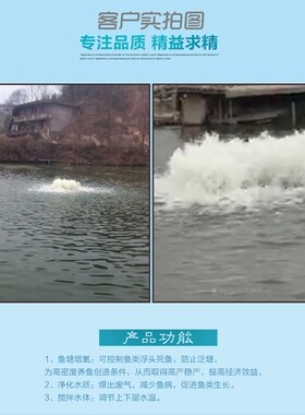 鱼塘增氧泵增氧机鱼塘叶轮增氧机虾塘涌浪曝气养殖场鱼塘氧气泵