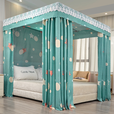 遮光床帘家用卧室落地支架保暖挡风床帐防尘床幔蚊帐一体式全封闭