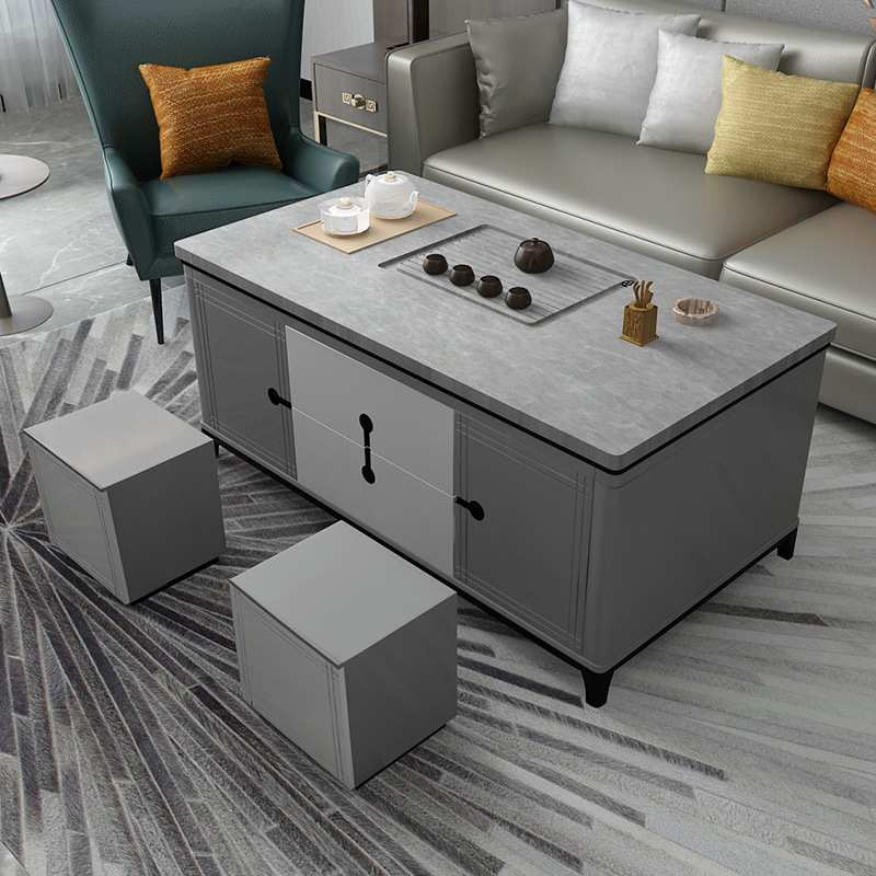 岩板功夫茶几电视柜组合大理石家具轻奢客厅全自动上水冲泡桌茶台