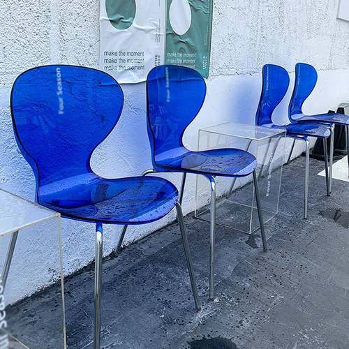 北欧透明餐椅简约铁艺水晶椅亚克力凳子 网红ins创意家用靠背椅子