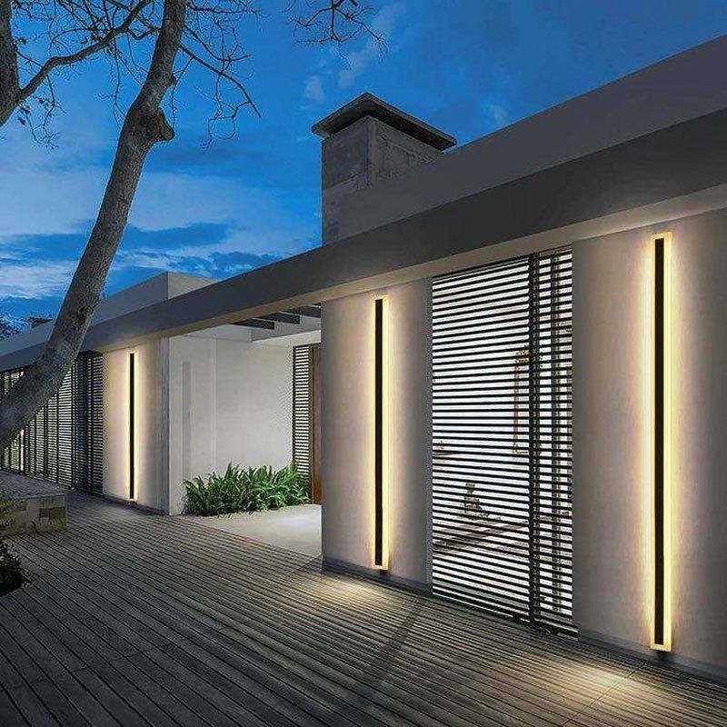 户外防水线条灯别墅围墙庭院灯室外黑色外墙门前一字条形壁灯