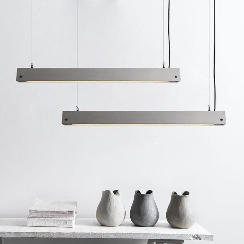 LOFT北欧工业风长条水泥吊灯创意办公室餐桌吧台T5LED装饰灯
