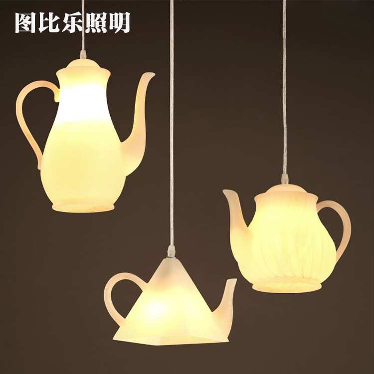 后现代LED单头茶壶吊灯茶楼茶餐厅树脂茶壶吧台吊灯创意时尚吊灯