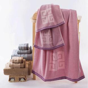 金号纯棉套巾礼盒装 浴巾毛巾方巾各一简约大气三色可选