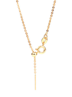 925银镀18K金搭配吊坠万能素链针式可抽拉调节链项链裸链简约