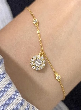 星点手链S925银镀18K金白金色星光锆石满钻手链轻奢小众爆款高级