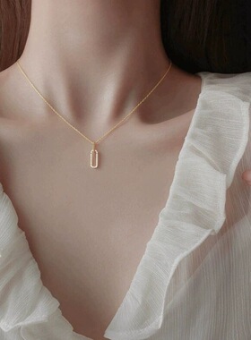 欧美气质轻奢925银饰双环圆形扣项链女时尚百搭精致简约ins冷淡风