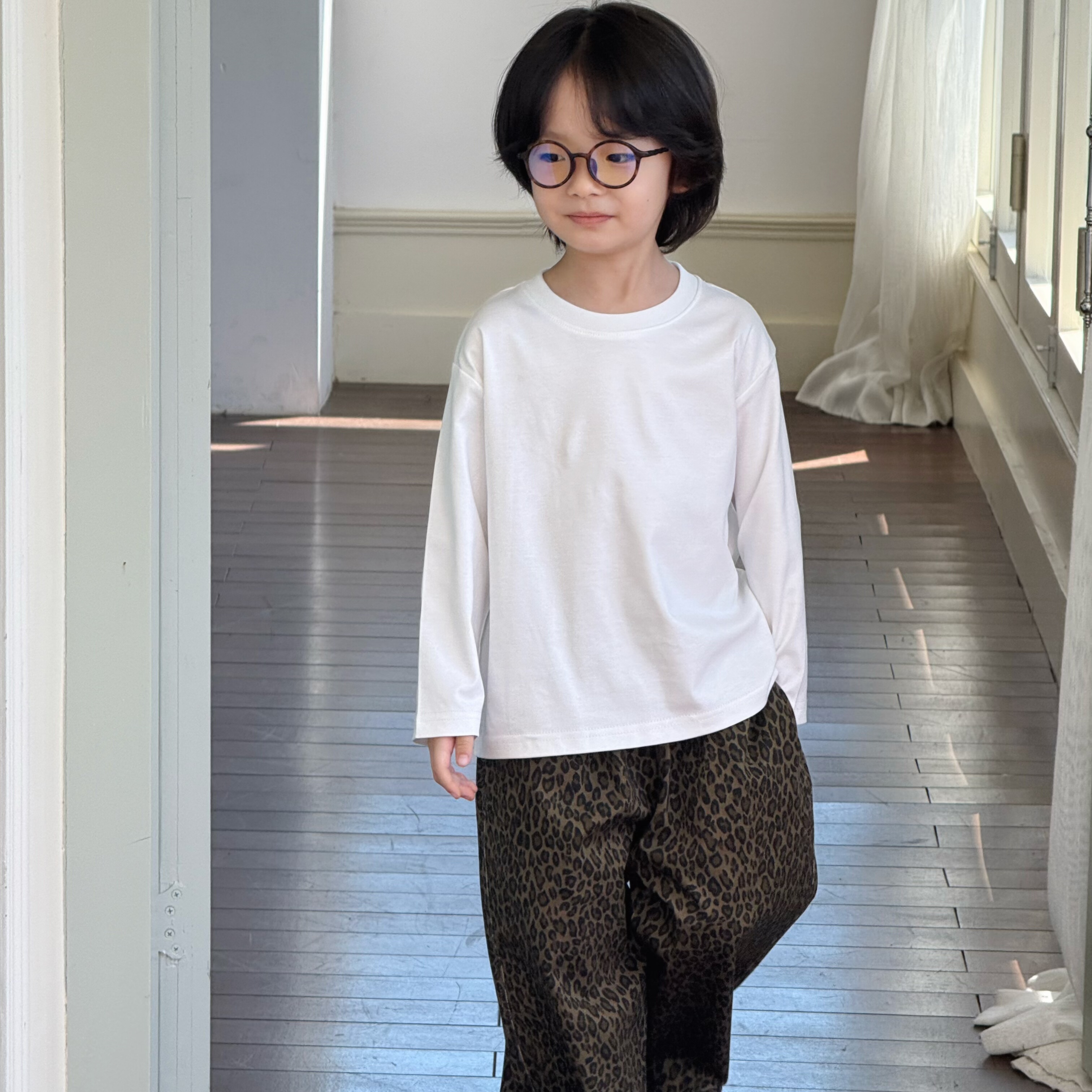 儿童纯色棉舒适正肩打底圆领T恤