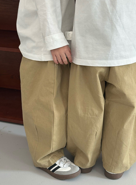 PAWN TIGER 2025秋季新款宽松灯笼裤男女童日系复古纯色休闲长裤