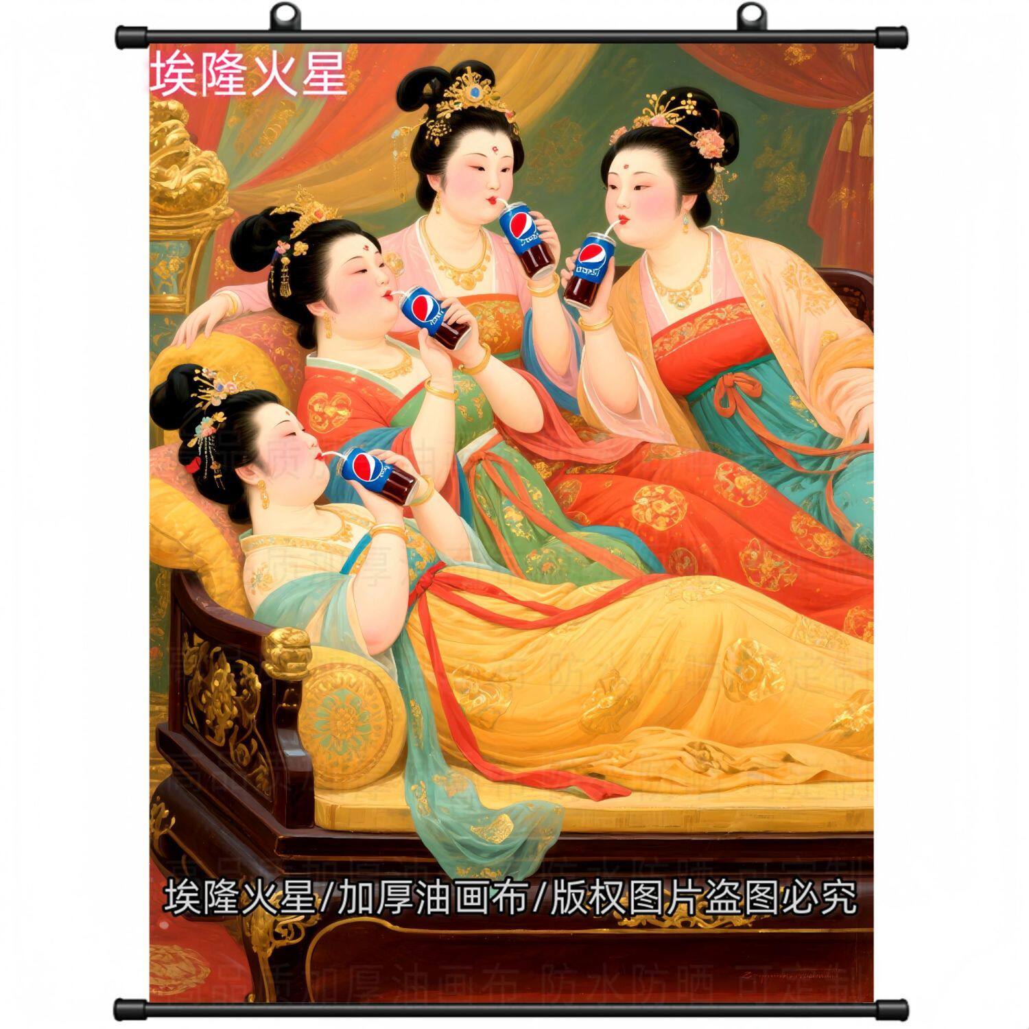 新款唐风美女卷轴画家庭室内挂墙