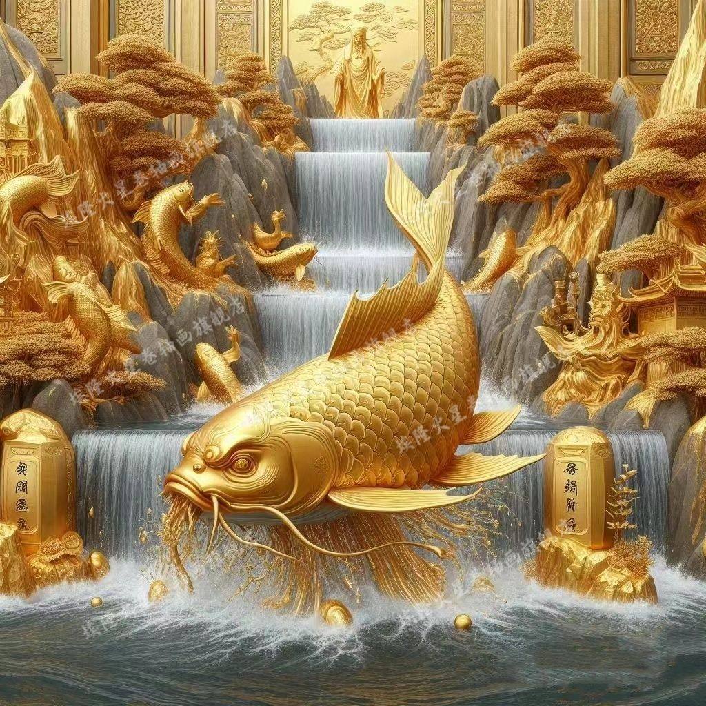 金鲤鱼油画布贴画家居锦鲤招财自