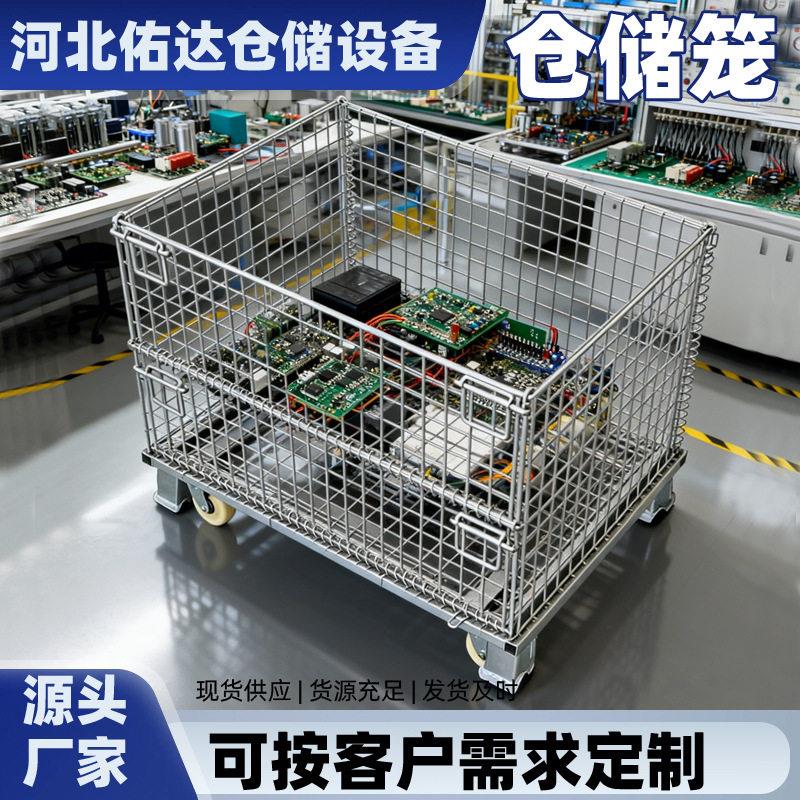 带轮折叠仓储笼铁框网片蝴蝶笼仓库金属周转筐货架网车间收纳笼