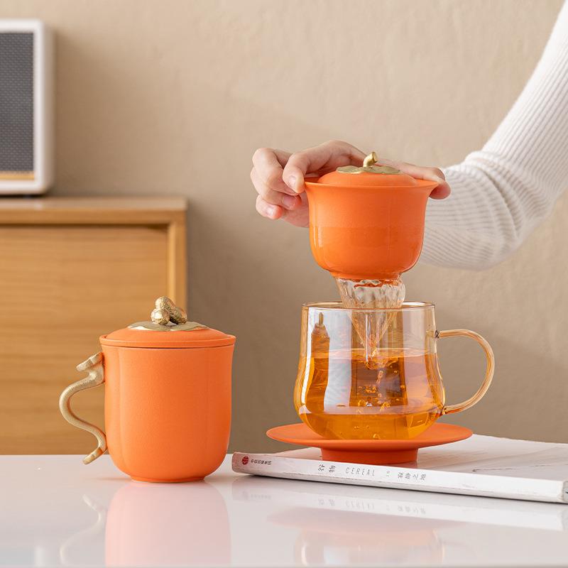 好事发生马克杯商务礼品泡茶杯茶水分离玻璃公道杯带过滤礼盒
