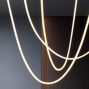 极简线条设计师样板房客厅灯loft挑高别墅楼梯间餐厅卧室展厅吊灯