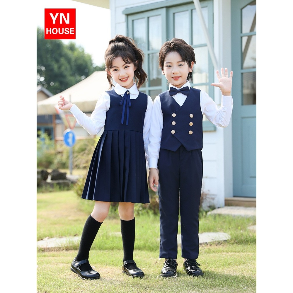小学生校服套装秋新品女童连衣裙幼儿园园服男女学院风合唱演出服