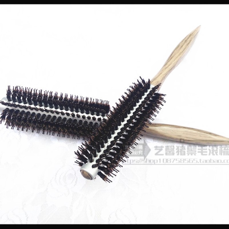 理发店猪鬃毛滚梳尖尾梳发廊卷发造型梳圆滚梳子吹卷发梳子工具梳