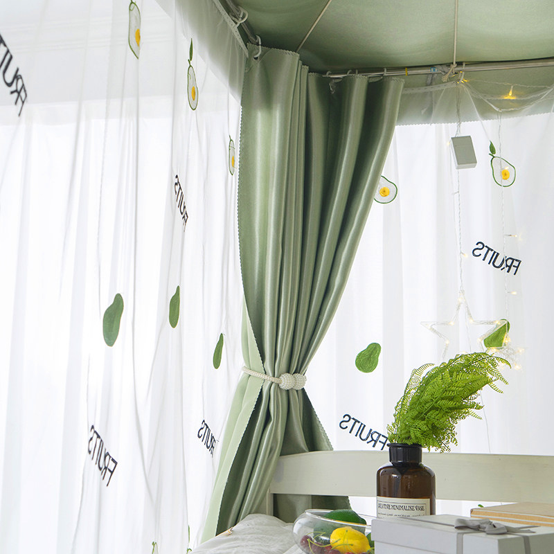 学生牛油果绿色床帘上铺下铺女遮光少女爱宿舍蚊帐遮光布一体式