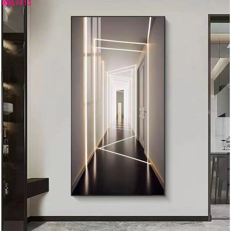 空间延伸3d立体感发光挂画光影玄幻装饰画现代简约几何抽象晶瓷画图片
