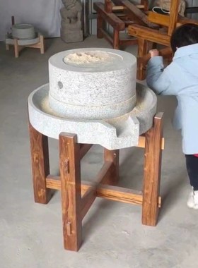 老式石碾子家用石磨手推幼儿园体验复古怀旧民宿景区公园压面