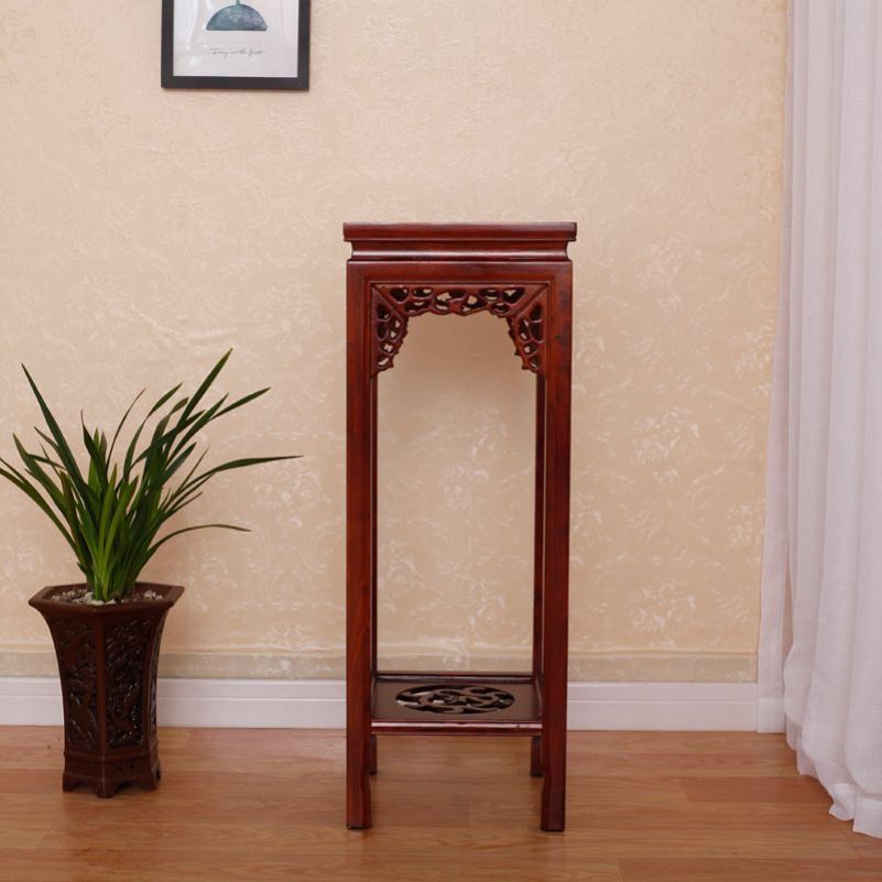 榆木花架实木仿古中式客厅绿萝盆景架方形花几室内多层盆景架子