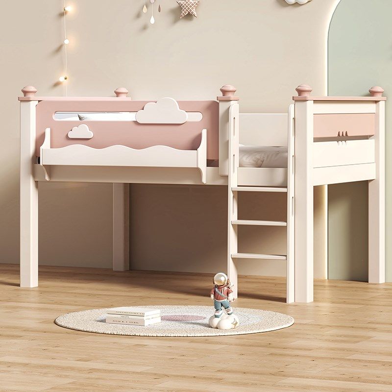 实木半床一体儿童床带书桌女孩卧室粉色架子床小户型单人床,住宅家具,半高床,淘宝优惠券,粉丝福利购,淘宝优惠卷