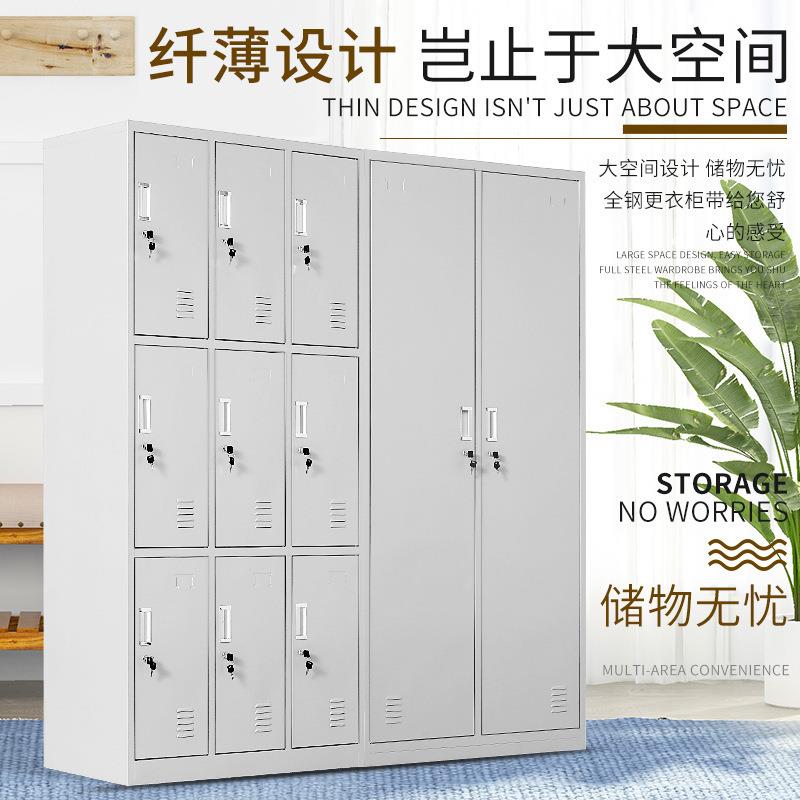 陕西钢制更衣柜员工宿舍铁皮多门储存柜健身房浴室带锁储物柜厂家