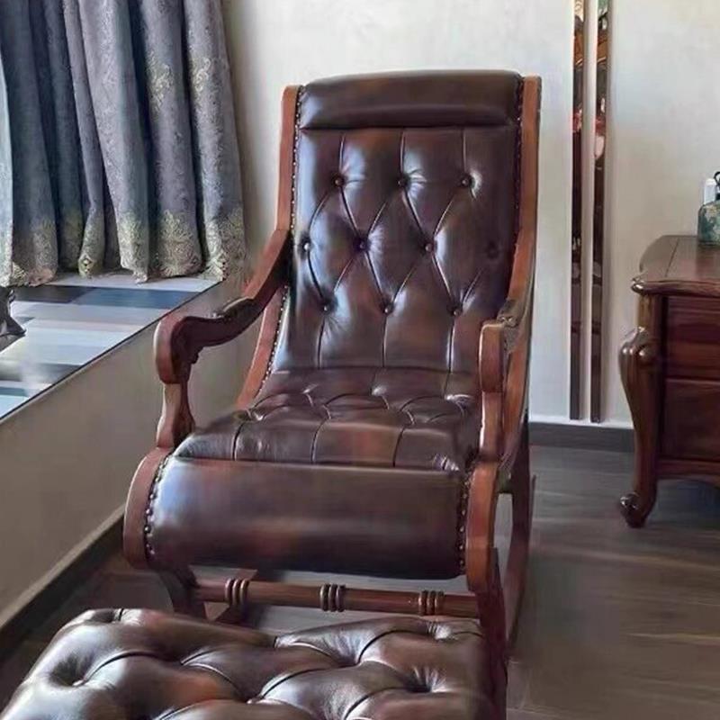 式实木懒人摇台摇椅家用休闲躺子老人欧式HYV客厅卧室阳椅美单人